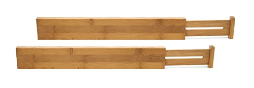 Product Cover Lipper International 8898 Bamboo Wood Custom Fit Adjustable Kitchen Drawer Dividers, Set of 2