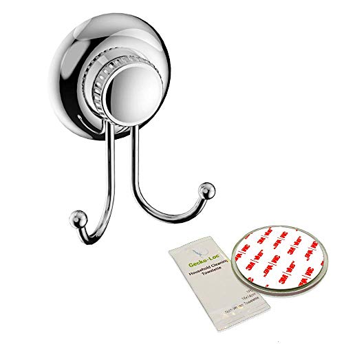 Product Cover Gecko-Loc Suction Cup Double Hooks Shower Accessory Stainless Steel and Chrome - ADHESIVE DISK NOW INCLUDED