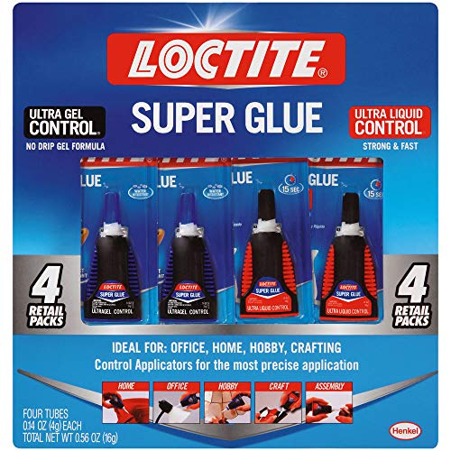 Product Cover Loctite 2002988 Super Glue Control Gel and Ultra Liquid 4 g Bottles (Pack of 4), 4 Pack, 4 Piece
