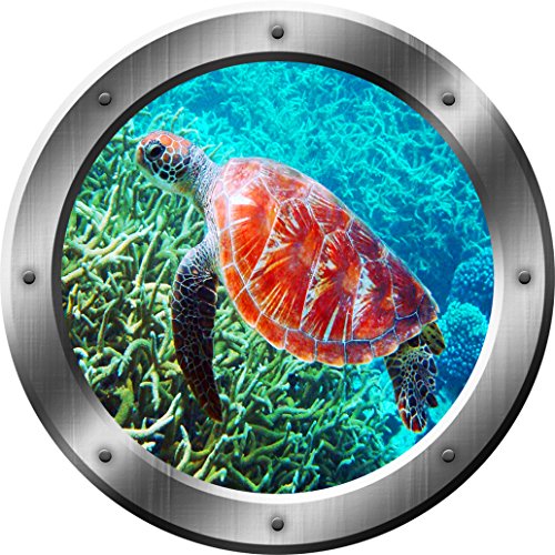 Product Cover Sea Turtle Wall Decal Porthole 3D Sticker Sea Life Wall Decor VWAQ-SP31 (14