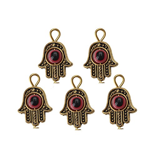 Product Cover MEIBEADS 20pcs/bag 1319mm Hamsa Evil Eye Bead for Snake Chain Charm for Bracelet jewelay making(red and gold)