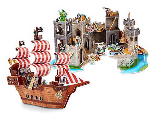 Product Cover Melissa & Doug 3-D Puzzle Kits Set: Pirate Ship and Medieval Castle