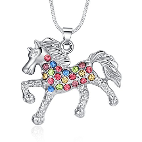 Product Cover ELOI Multicolor Horse Pendant Pony Mustang Necklace for Little Girls Necklaces 18 Inches