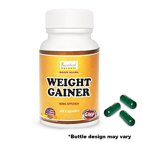 Product Cover Ayurleaf Weight Gainer - Weight Gain Formula Men or Women. Gain weight pills (60) tablets. Appetite Enhancer. Fast Weight Gainer. Skinny people gain curves or body mass. (1) Bottle