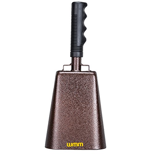 Product Cover 10 inch Steel Cowbell with Handle Cheering Bell for Sports Events Large Solid School Bells & Chimes Percussion Musical Instruments Call Bell Alarm(Copper)