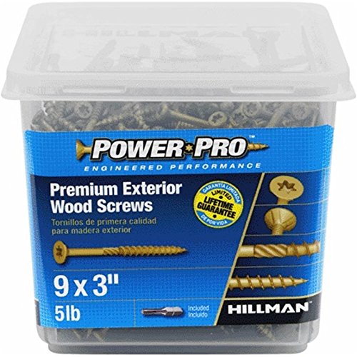 Product Cover Hillman Power Pro 48611 Premium No Strip Exterior Wood Screws, 9 x 3in, 417 per pack, bronze coat
