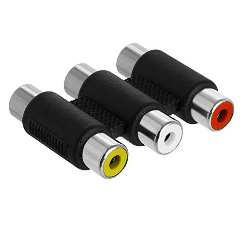 Product Cover Cmple - 3-RCA Jacks to 3-RCA Jacks Coupler Jointer - White/Red/Yellow - Female to Female Triple RCA Connector Composite