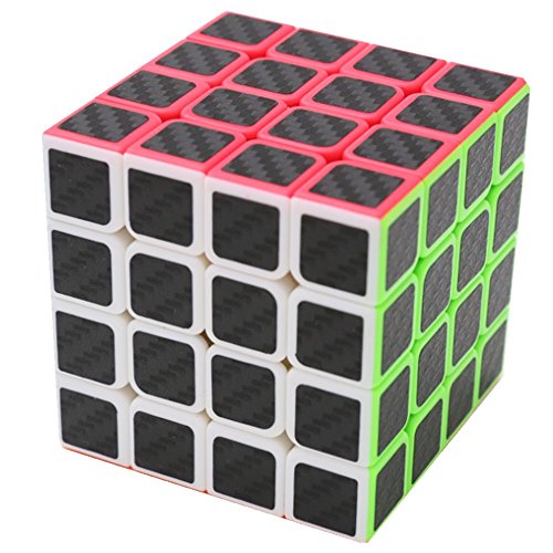 Product Cover cuberspeed Magic Cube 4x4 Stickerless Bright with Black Sticker Speed Cube Phantom Carbon Fiber Sticker 4x4x4 Color Magic Cube