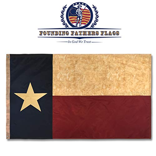 Product Cover Founding Fathers Flags Embroidered Texas Vintage Flag - 3x5ft Oxford Polyester - Texas