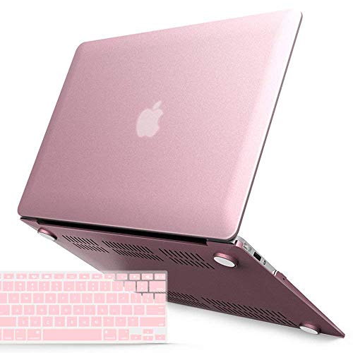 Product Cover IBENZER MacBook Air 13 Inch Case A1466 A1369, Hard Shell Case with Keyboard Cover for Apple Mac Air 13 Old Version 2017 2016 2015 2014 2013 2012 2011 2010, Rose Gold, A13MPK+1