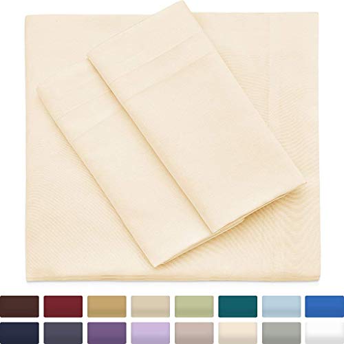 Product Cover Premium Bamboo Bed Sheets - King Size, Cream Sheet Set - Deep Pocket - Ultra Soft Cool Bedding - Hypoallergenic Blend From Natural Bamboo - 1 Fitted, 1 Flat, 2 Pillow Cases - 4 Piece