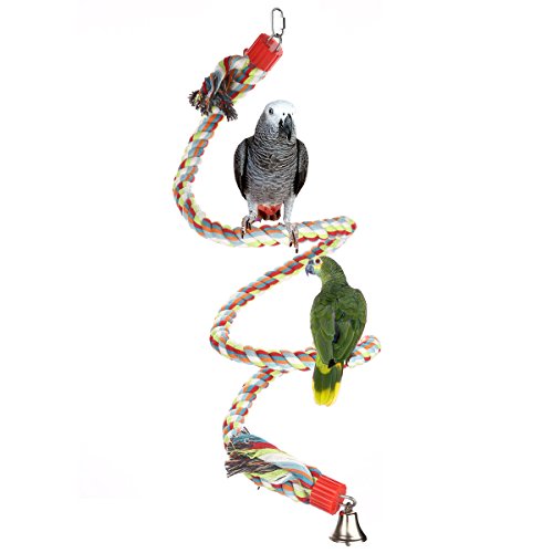 Product Cover Jusney The Large Parrot Cage Toys 63 Inch Rope Bungee Climbing Ropes,Swing Toys,Spiral Standing Toys About 160 Centimeter Long (63 Inch)