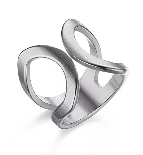 Product Cover VNOX Stainless Steel Cuff Ring for Women Engagement Promise Engagement Marriage