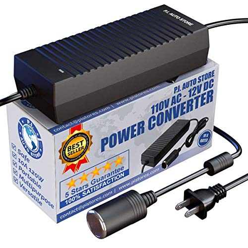 Product Cover P.I. Auto Store Premium 110V / 120V AC - 12V DC Power Converter/Adapter/Transformer 10 Amp. FCC & CE Approved use with 12V Max 10 amp Cigarette Lighter Accessories