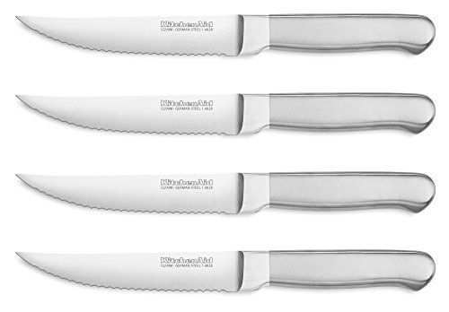 Product Cover KitchenAid KKFSS4ST Classic Forged Series Brushed Steak Knife Set (Set of 4), Stainless Steel, 4.5
