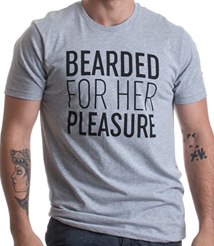 Product Cover Bearded For Her Pleasure,Funny Beard, Men's Facial Hair Humor Unisex T-Shirt-(Adult,XL), Sport Grey