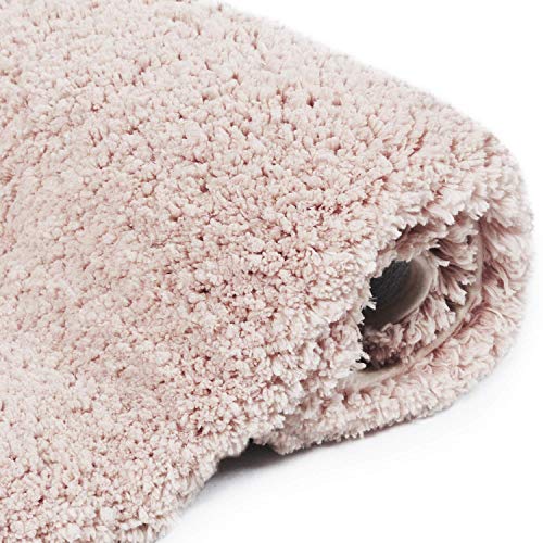 Product Cover NORCHO Pink Water Absorbent Bath Rug Non-Slip Rubber Shaggy Bathroom Floor Mat Fluffy Microfiber Bathtub Pad 32