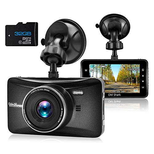 Product Cover Dash Cam 1080P Full HD 3 Inch Dashboard Camera Car Recorder with 32GB Card 170°Wide Angle Dashcam Driving Loop Recording G-Sensor