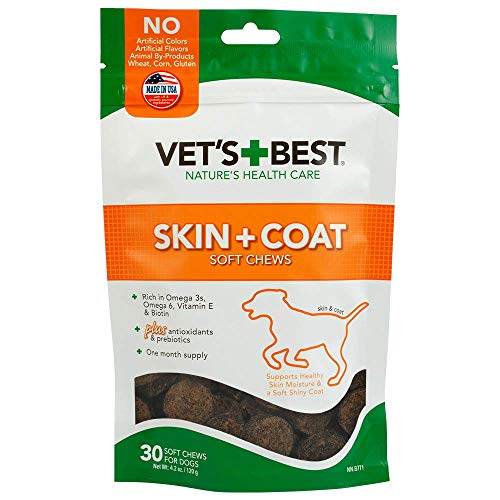Product Cover Vet's Best Skin & Coat Soft Chew Dog Supplements | Formulated with Vitamin E & Biotin To Maintain Dogs Healthy Skin & Coat | 30 Day Supply