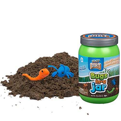 Product Cover Bugs in a Jar - Unique Play Dirt For Burying and Digging Fun. Includes Dirt, Plastic Bugs, and Travel Jar