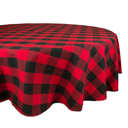 Product Cover DII Cotton Buffalo Check Plaid Round Tablecloth for Family Dinners or Gatherings, Indoor or Outdoor Parties, & Everyday Use (70x70