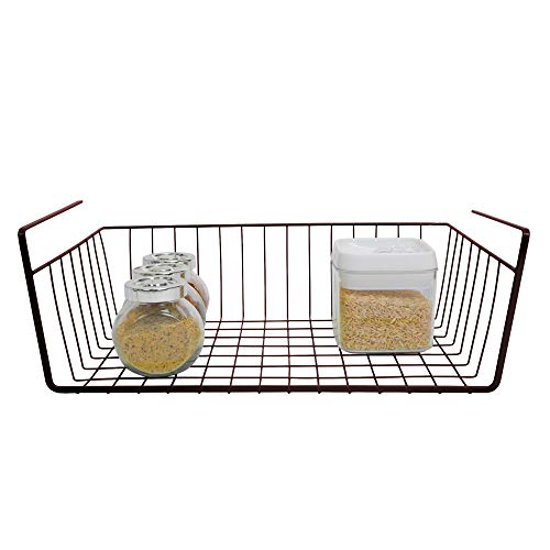 Product Cover Smart Design Undershelf Storage Basket w/Snug Fit Arms - Medium - Steel Metal Frame - Rust Resistant Finish - Cabinet, Pantry, Shelf Organization - Kitchen (16 x 5.5 Inch) [Bronze]