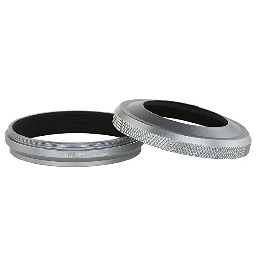 Product Cover Haoge LH-X49W 2in1 All Metal Ultra-Thin Lens Hood with Adapter Ring Set for Fuji Fujifilm FinePix X70 X100 X100S X100T X100F Silver Replaces Fujifilm LH-X100 AR-X100 LH-X70
