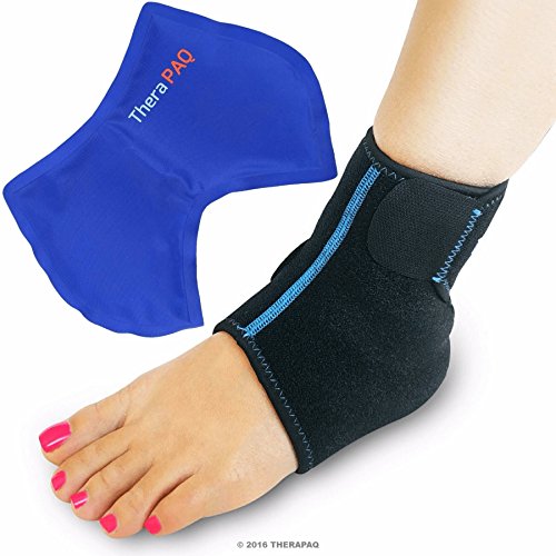 Product Cover Foot & Ankle Ice Wrap with Hot & Cold Gel Pack by TheraPAQ | Adjustable Brace, Multi-Purpose, Microwaveable, Freezable and Reusable (XS-XL)
