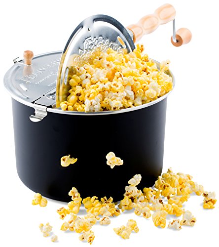 Product Cover Franklin's Original Whirley Pop Stovetop Popcorn Machine Popper. Delicious & Healthy Movie Theater Popcorn Maker. FREE Organic Popcorn Kit. Makes Popcorn Just Like the Movies.
