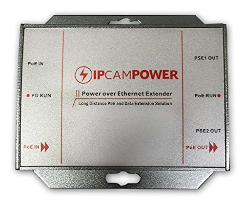 Product Cover IPCamPower POE Powered 2 Port Switch & Network Cat5 Cat6 Midspan Cable Range Extender Passthrough Repeater for IP Cameras