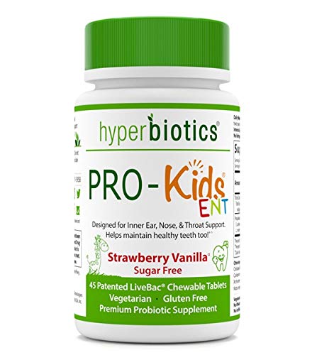 Product Cover PRO-Kids ENT: Children's Oral Probiotics (Chewable & Sugar Free) - Uniquely Formulated for Your Child's Oral & Ear Nose and Throat Health (Strawberry Vanilla) - 45 Chewable Probiotic Tablets