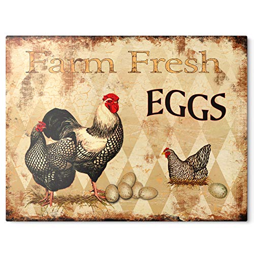 Product Cover Barnyard Designs Farm Fresh Eggs Retro Vintage Tin Bar Sign Country Home Decor 13