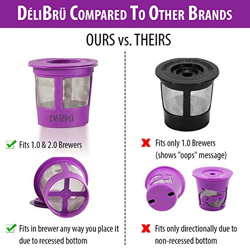 Product Cover Reusable K Cups for Keurig 2.0 & 1.0 4PACK Coffee Makers. Universal Refillable KCups, Keurig filter, Reusable kcup, k cup k-cups reusable filter by Delibru