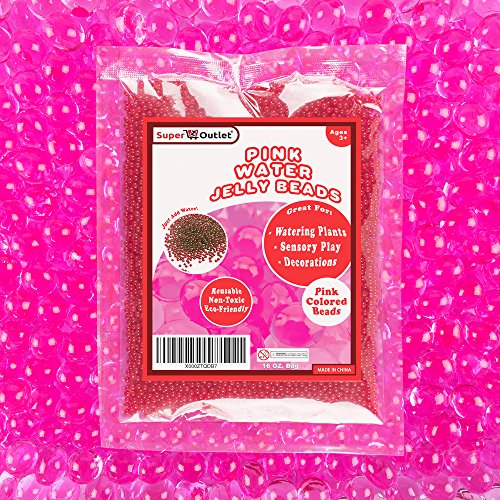 Product Cover Super Z Outlet 1 Pound Bag of Pink Water Gel Pearls Beads for Home Decoration, Wedding Centerpiece, Vase Filler, Plants, Toys, Education (Makes 12 Gallons)