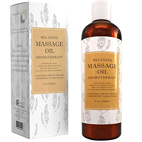 Product Cover Relaxing Massage Oils for Massage Therapy - Sensual Massage Oil with Aromatherapy Oils for Back Massage and Stress Relief - Anti Aging Body Oil for Foot Massage and Skin Care with Sweet Almond Oil