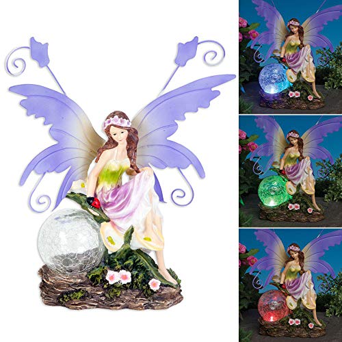 Product Cover Bits and Pieces Outdoor Fairy Sculpture-Color Changing Solar Garden Fairy - Multicolored Changing Bulb - Solar Powered