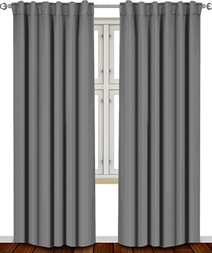 Product Cover Utopia Bedding Blackout Room Darkening Curtains Window Panel Drapes Grey - 2 Panel Set 52x84 Inch