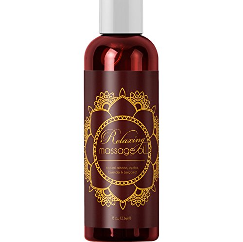 Product Cover Relaxing Massage Oil - Intense Aromatherapy Oil for Erotic Massages & Sore Muscle Relief - Detoxifying Body Care with Almond Lavender Essential Oil Bergamot & Jojoba - For Him & Her by Honeydew