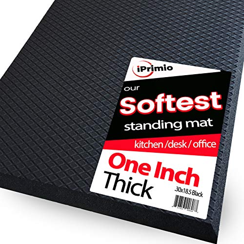 Product Cover Extra Soft One Inch Standing Desk Anti Fatigue Mat and Kitchen Floor Mat - Our Softest Thickest Fatigue Mat That Uses Air Soft Foam. Stable Soft Comfort Mat, Black 30