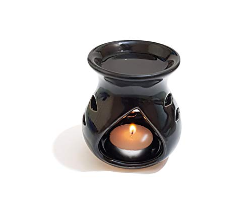 Product Cover Pure Source India Regular Ceramic Aroma Burner Good Quality Coming With 1 Pcs Free Candles . (Clay Lamp Black)
