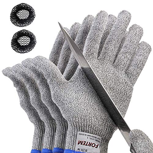 Product Cover FORTEM Cut Resistant Gloves, 4 Gloves, Level 5 Protection, Food Grade, EN388 Certified (Large)