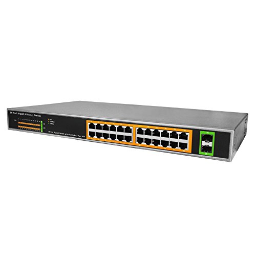 Product Cover BV-Tech 24 Port Gigabit PoE+ Unmanaged Switch + 2 SFP Uplink - 220W High Power - 802.3at