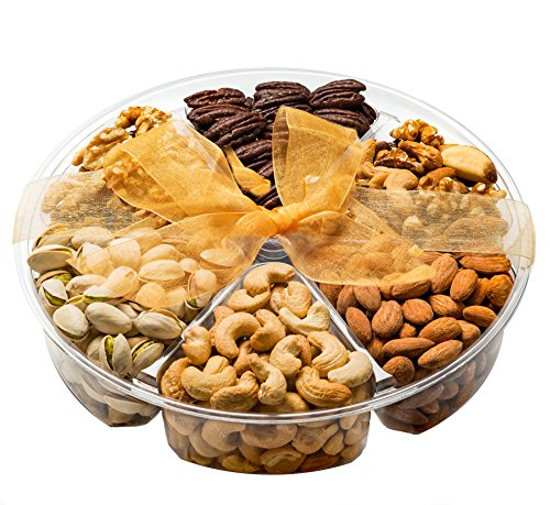 Product Cover Gift Basket-Healthy & Gourmet Snacks,Freshly Roasted 6 Mixed Nuts, Almonds, Pistachios, Cashews, Walnuts, Mixed Nuts, Honey glazed pecans