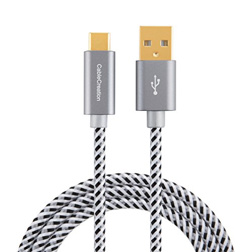 Product Cover CableCreation USB C Cable, 1.6FT USB C to A Cable Braided 3A 480Mbps, Compatible with Galaxy S10/S9/S9 Plus/S8, Pixel 3 XL 2 XL, OnePlus 6 6T, GoPro Hero 7 6 5 & More, 0.5CM/ Gray [56K Ohm Resistor]