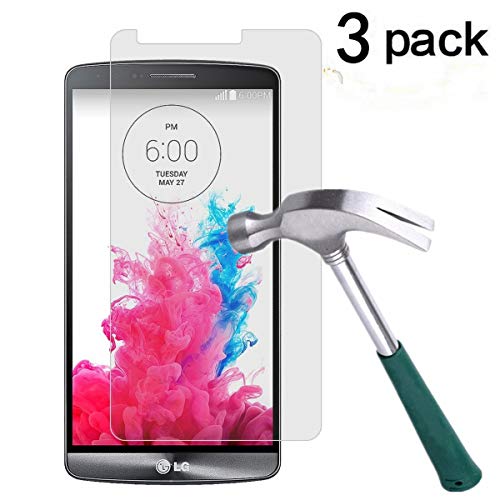 Product Cover TANTEK LG G3 Screen Protector, [Bubble-Free][HD-Clear][Anti-Scratch][Anti-Glare][Anti-Fingerprint] Premium Tempered Glass Screen Protector for LG G3,-[3Pack]