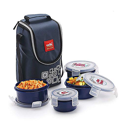 Product Cover Cello Max Fresh Click Polypropylene Lunch Box Set, 4-Pieces, Blue
