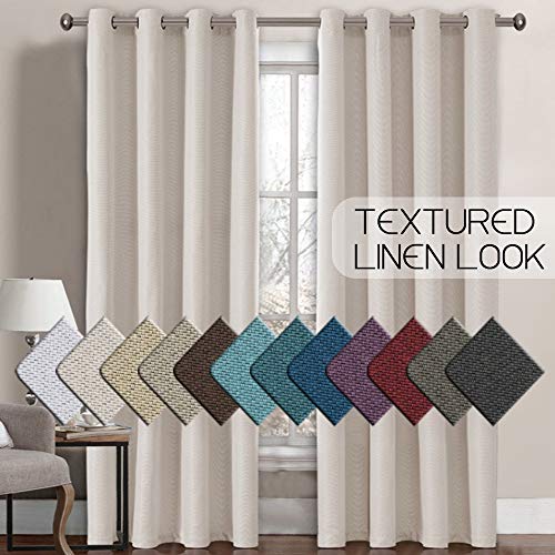 Product Cover H.VERSAILTEX Linen Curtains Room Darkening Light Blocking Thermal Insulated Heavy Weight Textured Rich Linen Burlap Curtains for Bedroom/Living Room Curtain, 52 by 84 Inch - Ivory (1 Panel)