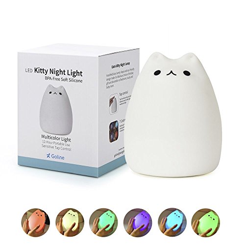 Product Cover Cat Lamp, GoLine Gifts for Women Teen Girls Baby,Night Lights for Kids Bedroom, Cute Christmas Kitty Silicone Nightlights for Children Toddler.