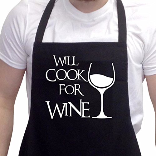 Product Cover BBQ Apron Funny Aprons For Men Will Cook For Wine Barbecue Grill Kitchen Gift Ideas