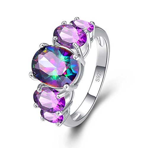 Product Cover Narica Womens Brilliant 8x10mm Pear Cut Rainbow Topaz Amethyst Cocktail Ring